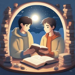 This high-quality illustration vividly captures the essence of friendship and growth