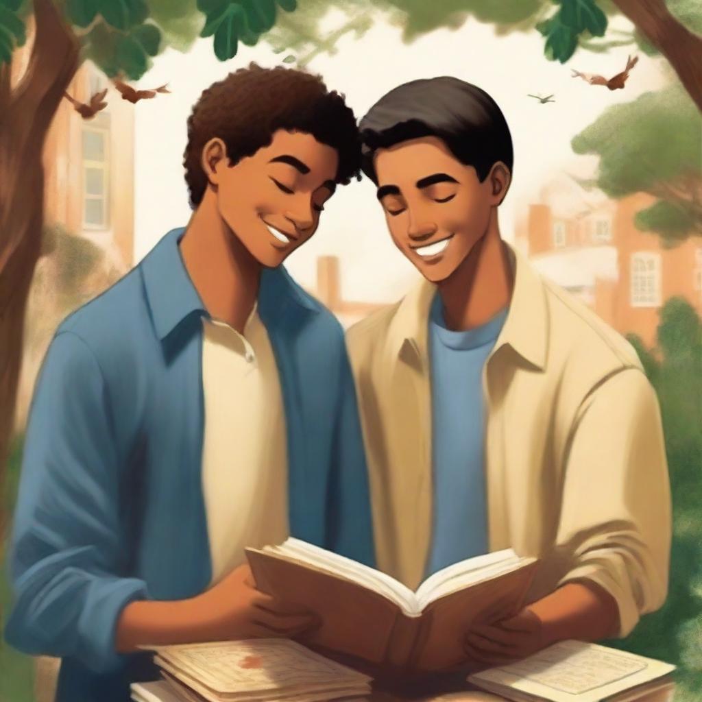 This is a high-quality illustration that beautifully captures the essence of friendship and personal growth