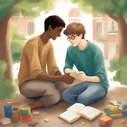 This is a high-quality illustration that beautifully captures the essence of friendship and personal growth