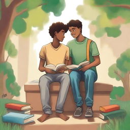 This is a high-quality illustration that beautifully captures the essence of friendship and personal growth