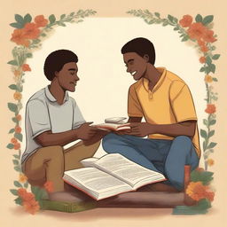 This is a top-notch illustration that encapsulates the essence of friendship and personal growth in a college setting