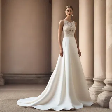 The designer created a beautiful dress with a niche neckline.