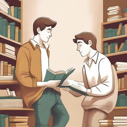 This is a high-quality illustration that beautifully captures the essence of friendship and personal growth in a college setting