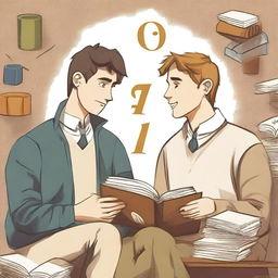 This is a high-quality illustration that beautifully captures the essence of friendship and personal growth in a college setting