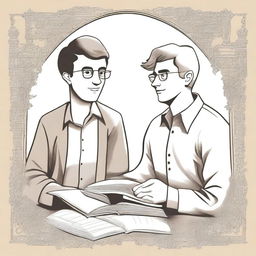 This is a high-quality illustration that beautifully captures the essence of friendship and personal growth in a college setting