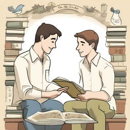 This is a high-quality illustration that beautifully captures the essence of friendship and personal growth in a college setting