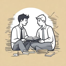 This is a high-quality illustration that beautifully captures the essence of friendship and personal growth in a college setting