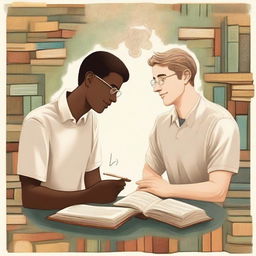 This is a top-tier illustration that vividly captures the essence of friendship and personal growth in a college setting