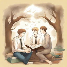 This is a high-quality illustration that beautifully captures the essence of friendship and personal growth