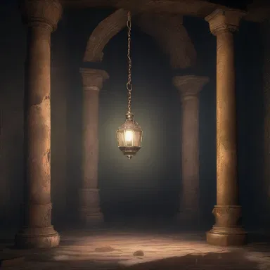 The protagonist discovered a bilobed pendant in the abandoned castle.