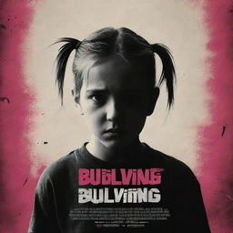 Design a striking movie poster with the theme of bullying and cyberbullying. Elements to include: distressed characters, symbols of digital communication, and a hopeful hint of resolution, all set in a dramatic and intense color scheme.