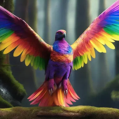 In the film, the mythical creature's wings were fledge with feathers that shimmered in every color, creating a mesmerizing visual effect.