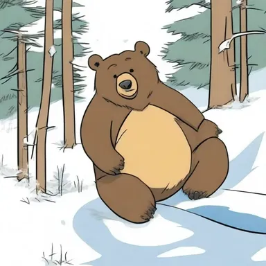 In the cartoon, the bear was shown entering hibernation for the winter.