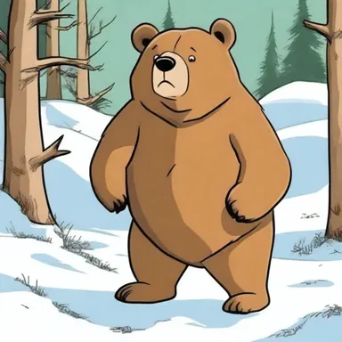 In the cartoon, the bear was shown entering hibernation for the winter.