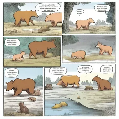 The comic strip portrayed the animals preparing for hibernation by gathering food.