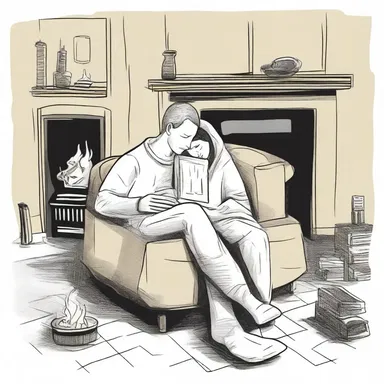 The couple snuggled up beside the fireplace, embracing the hibernation of their worries and enjoying each other's company.