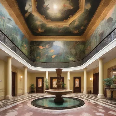 The luxurious mansion had a stunning atrium, featuring a beautiful mural depicting spermophiles in their natural habitat.