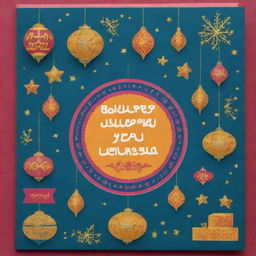 A beautifully crafted greeting card saying 'Happy New Year' in Amazigh language surrounded by celebratory decorations and festive imagery