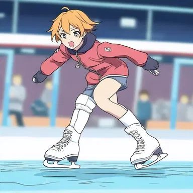 In the anime, the protagonist glided effortlessly on the rocker ice skates during the intense ice skating competition.
