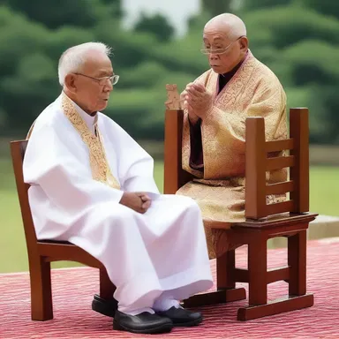 During the religious ceremony, the elderly priest sat on a sturdy wooden rocker while delivering the sermon.