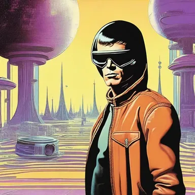 In the futuristic science fiction novel, the protagonist is a rocker from the 1960s who time-travels to save the world from an alien invasion.