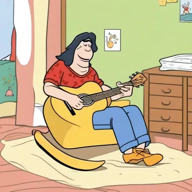 In the old animated cartoon, the rocker was depicted as a kind and gentle character, gently rocking the baby in the cradle to sleep.