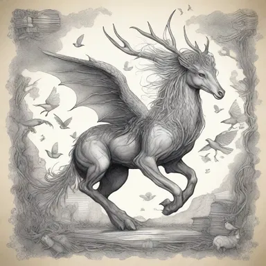 The illustrator used a technique to interleave intricate drawings of magical creatures within the pages of the fantasy book.