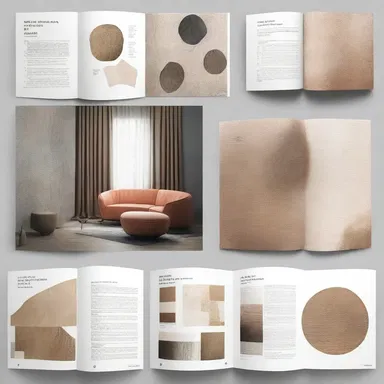 The designer chose to interleave pages of different textures and materials to create an interesting visual effect in the interior design portfolio.