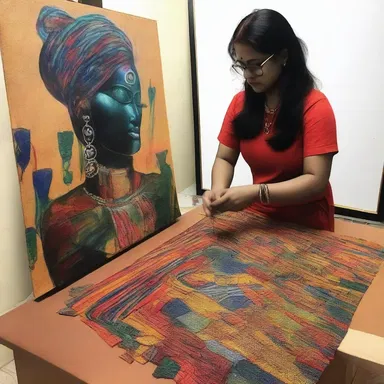 The artist showcased her talent by interweaving various artistic styles and techniques in her masterpiece.