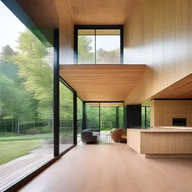 The architect chose to interleave different materials, such as wood and glass, to create a visually appealing and modern structure.
