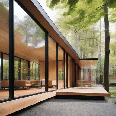 The architect chose to interleave different materials, such as wood and glass, to create a visually appealing and modern structure.