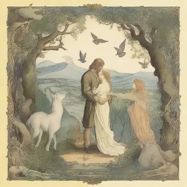 The fantasy book had beautiful illustrations that were interleaved throughout the story.