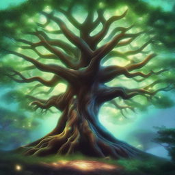 This is a magnificent digital art of a giant mana tree