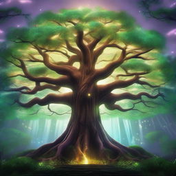 This is a magnificent digital art of a giant mana tree