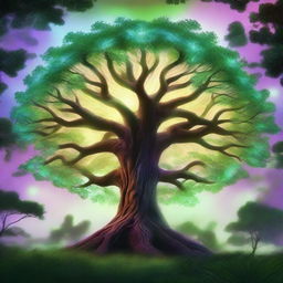 This is a magnificent digital art of a giant mana tree