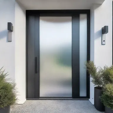 The modern minimalist style of this house is accentuated by the use of clear nail polish on the metal door handles.