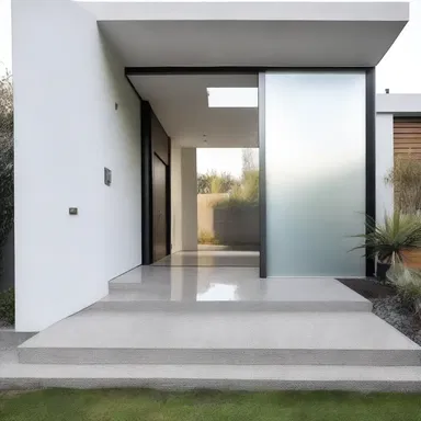 The modern minimalist style of this house is accentuated by the use of clear nail polish on the metal door handles.