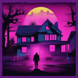 A high-quality digital art piece mimicking an 80's horror movie poster