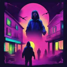 A high-quality digital art piece mimicking an 80's horror movie poster