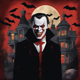 A high-quality, hyperrealistic digital art piece designed as a retro horror movie poster featuring vampires