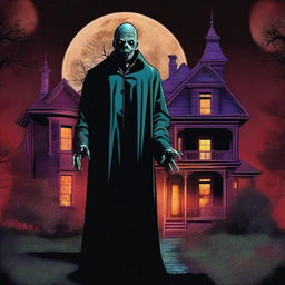 A high-quality, hyperrealistic digital art piece designed as a retro horror movie poster