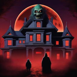 A high-quality, hyperrealistic digital art piece designed as a retro horror movie poster