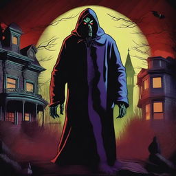 A high-quality, hyperrealistic digital art piece designed as a retro horror movie poster