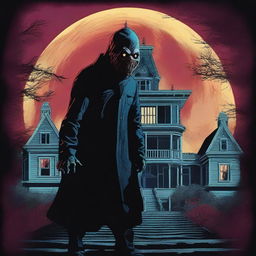 A high-quality, hyperrealistic digital art piece designed as a retro horror movie poster