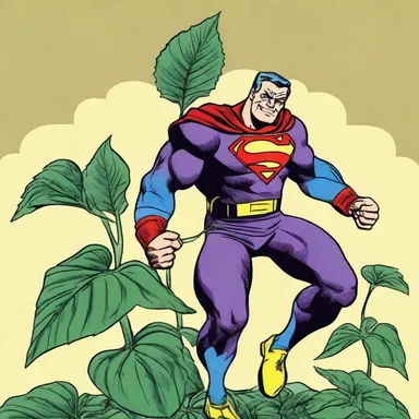 In the comic book, the superhero derived his powers from the mysterious sarsaparilla plant.