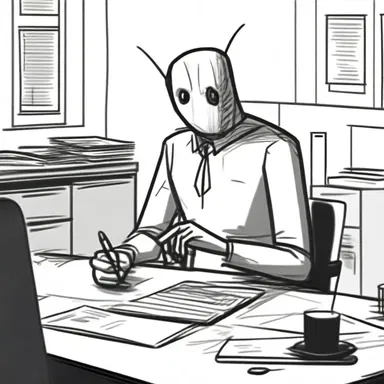 The pencil pusher encountered a mysterious entity while working alone late at night in the office.