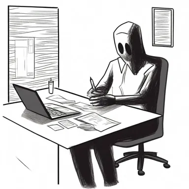 The pencil pusher encountered a mysterious entity while working alone late at night in the office.