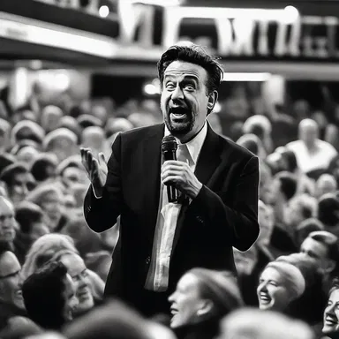The comedian's joke about finding hopefulness in the darkest situations made the crowd burst into laughter.