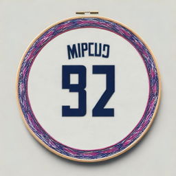 This is a high-quality digital art image showcasing a detailed embroidery of the Modrić jersey, neatly framed in a circular hoop