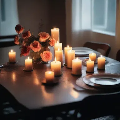 In the dimly lit room, she decorated the table with peritrichous candles, creating a romantic atmosphere.